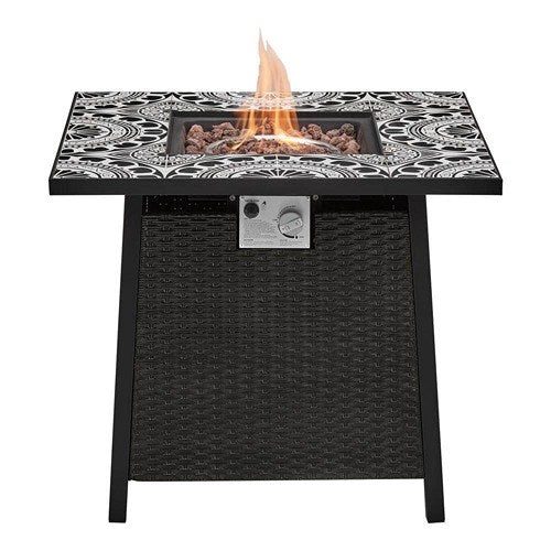 Tucson 30 in. X 25.5 in. Square Steel Marivaux Tile Top LP Gas Fire Pit