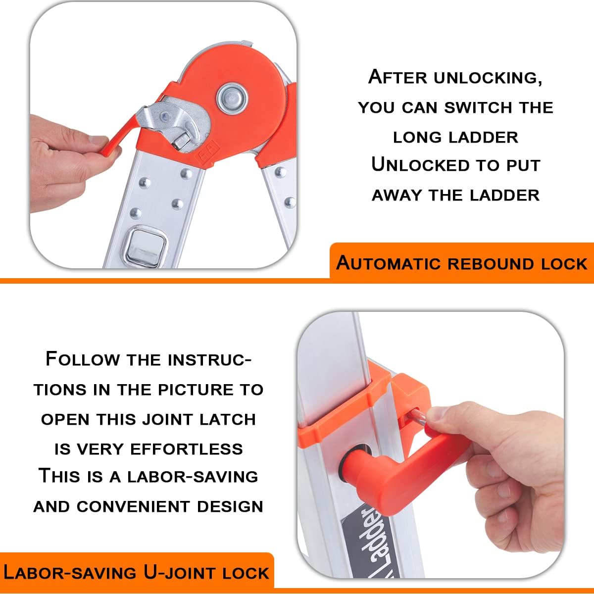 LANBITOU Ladder A Frame 4 Step Ladder Extension 14 FT Anti-Slip Multi Position & Storage Folding Ladder 330 lbs Security Load Telescoping Aluminum Ladders for Stairs Home Indoor Outdoor Roof