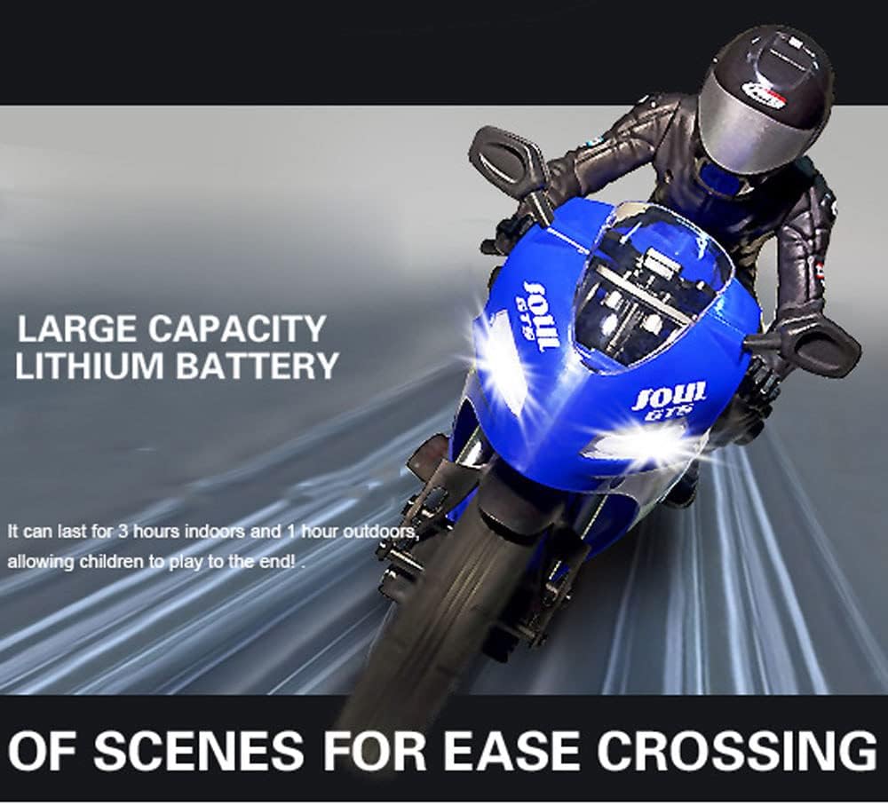 Remote Control Motorcycle, High Speed Self Balancing Single Wheel Stunt RC Motorcycle, 1/6 Scale 360° Rotating LED Flashlight Motorcycle Toys, Best Xmas Gift for Boys & Girls, Blue
