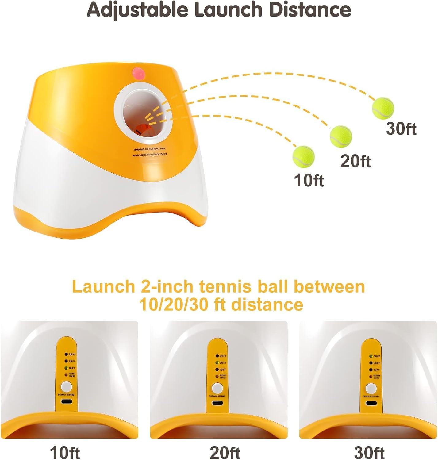 Automatic Dog Ball Launcher, Dog Ball Thrower with 15 Mini Tennis Balls Sizing 2 Inch and Mesh Bag, Interactive Dog Toys Tennis Ball Launcher for Small Dogs with 3 Distance Settings