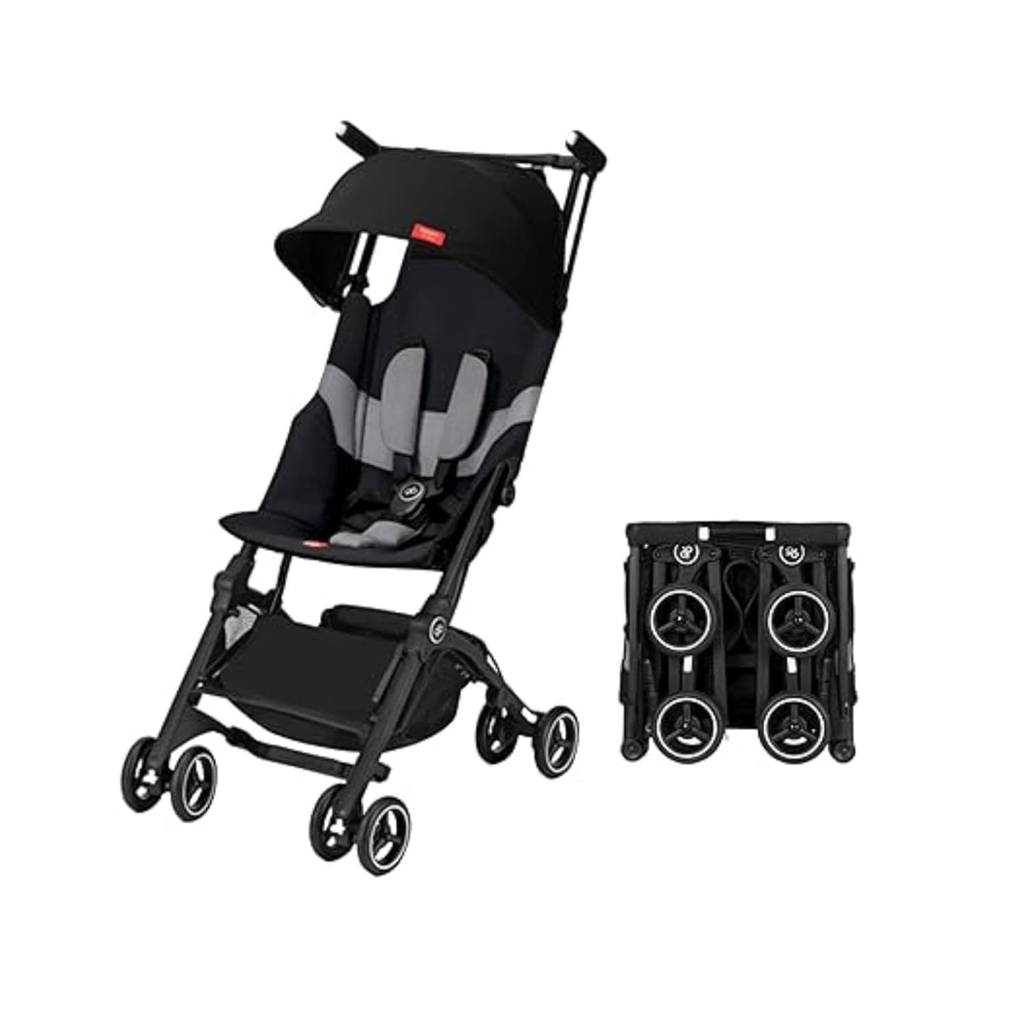 gb Pockit+ All-Terrain, Ultra Compact Lightweight Travel Stroller with Canopy and Reclining Seat in Velvet Black