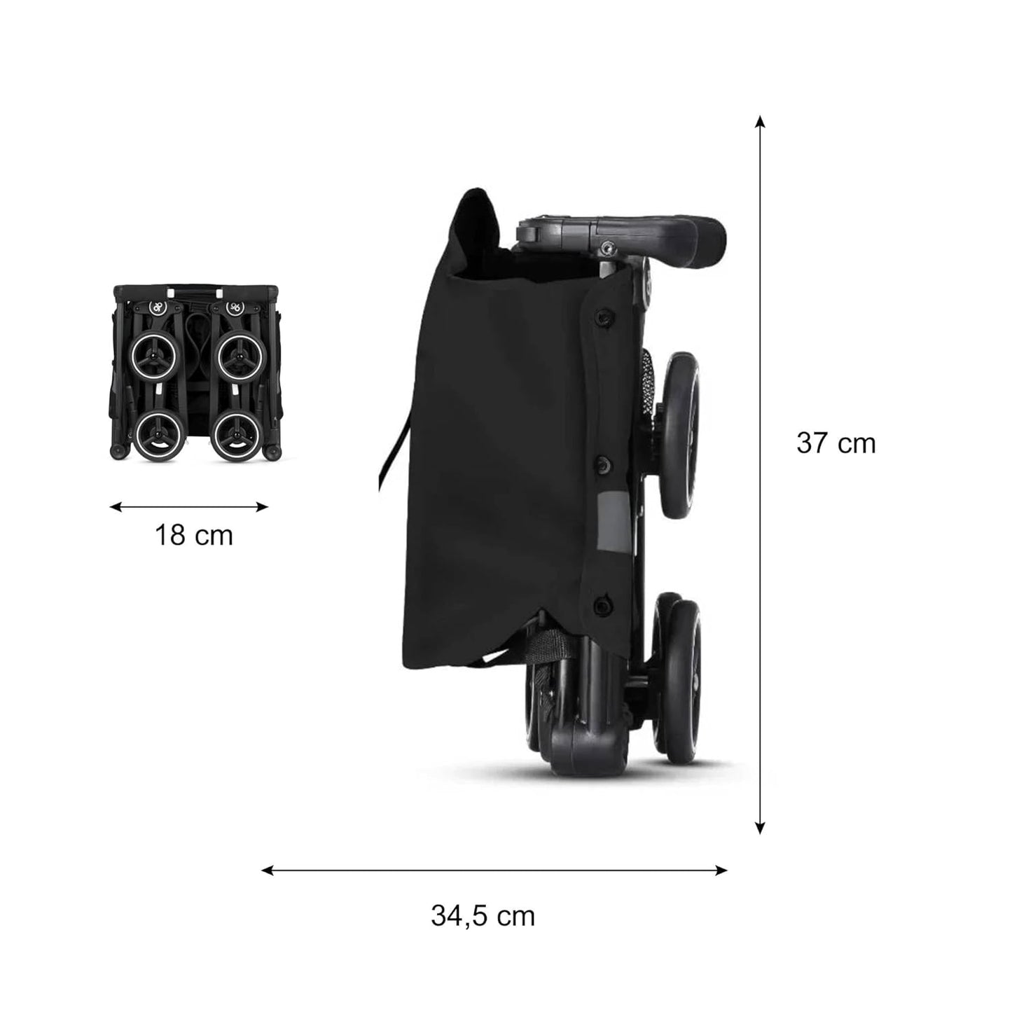 gb Pockit+ All-Terrain, Ultra Compact Lightweight Travel Stroller with Canopy and Reclining Seat in Velvet Black
