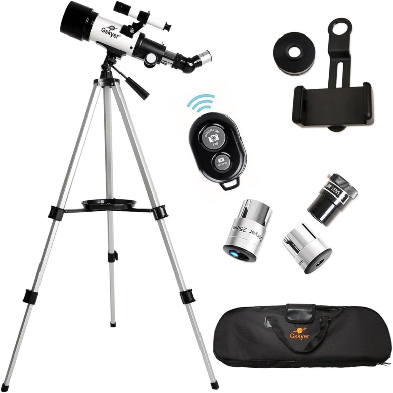 Gskyer Telescope 70mm Aperture 400mm AZ Mount Astronomical Refracting Telescope for Kids Beginners - Travel Telescope with Carry Bag Phone Adapter and Wireless Remote