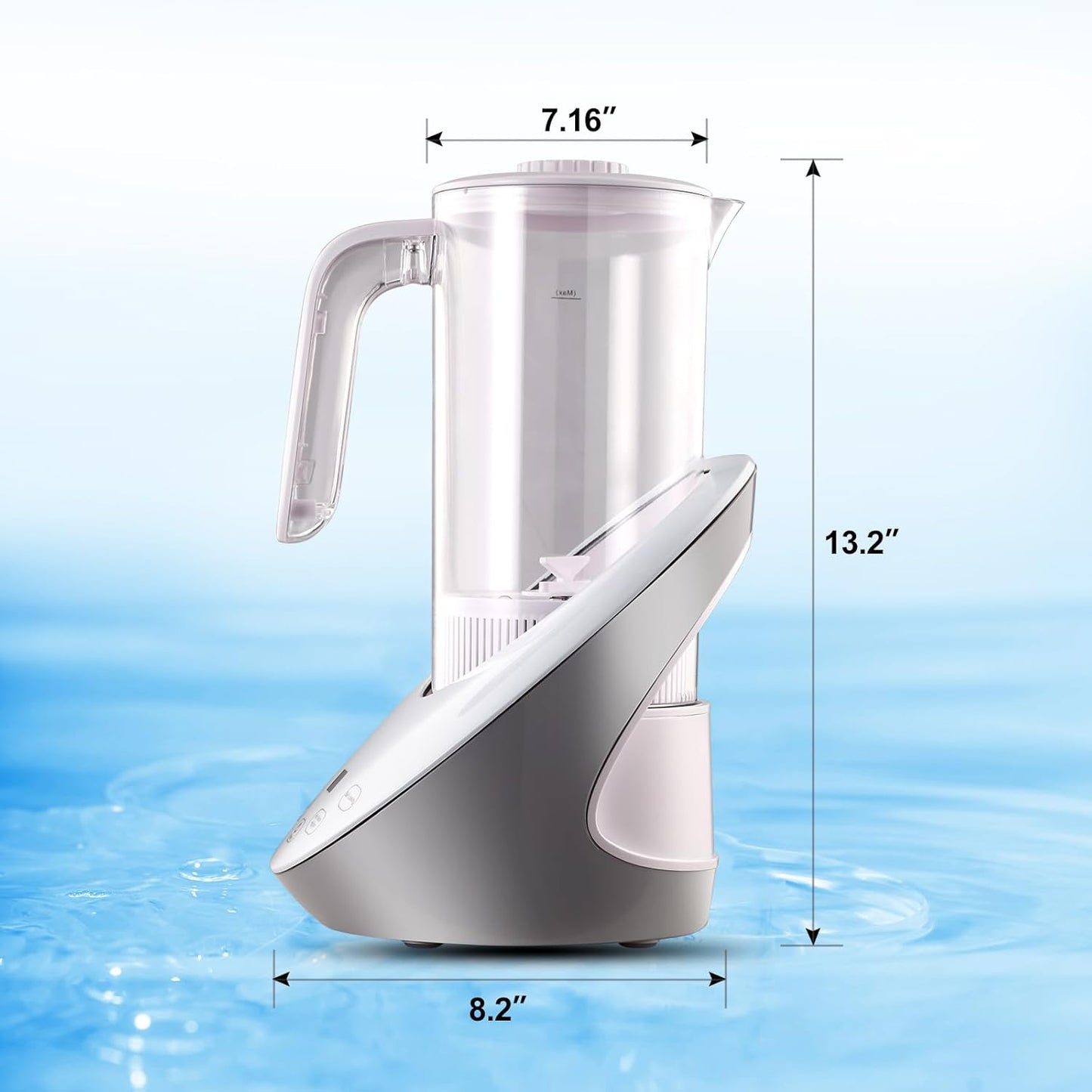 Hydrogen Water Pitcher - Rich Hydrogen Water Generator Electrolysis Jug BPA Free with SPE and PEM Concentrator Technology. Balanced DEESAF Water PH Levels and Filtered with Calcium Sulfite