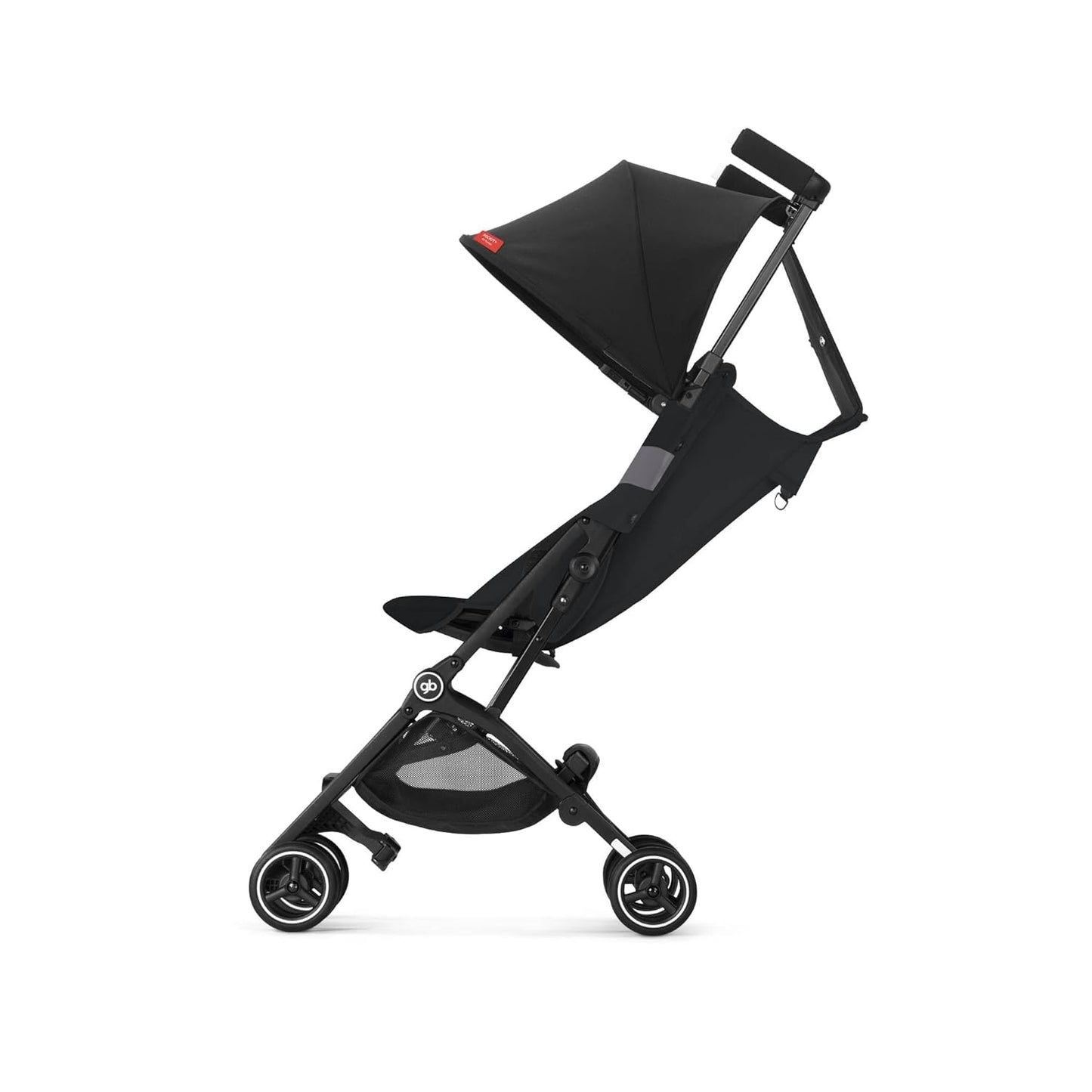 gb Pockit+ All-Terrain, Ultra Compact Lightweight Travel Stroller with Canopy and Reclining Seat in Velvet Black