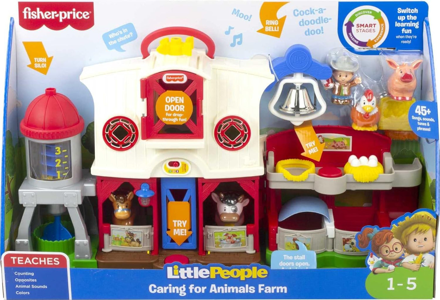 Fisher-Price Little People Toddler Learning Toy Caring for Animals Farm Playset with Smart Stages for Pretend Play Kids Ages 1+ Years