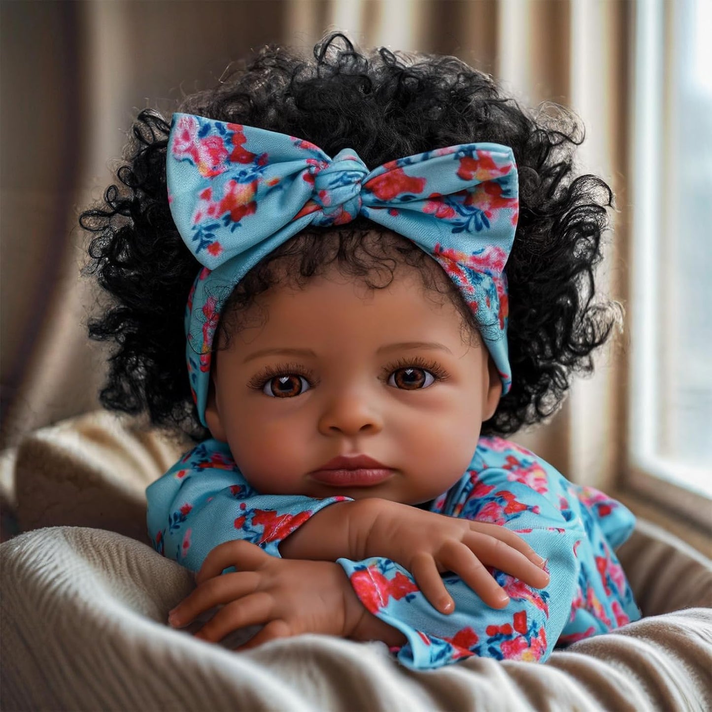 RSG 18-Inch Lifelike Reborn Black Girl - Realistic Newborn Real Life Baby Dolls