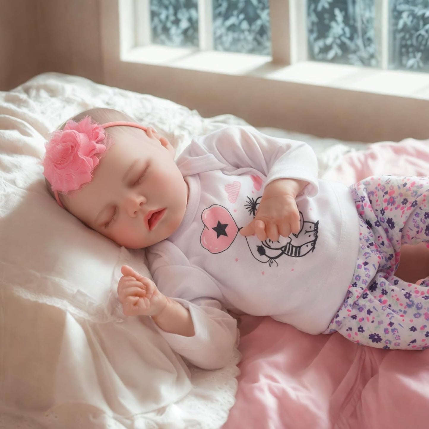 Reborn Baby Dolls That Lifelike -17 inch Full Body Silicone Sleeping Baby Girl Handmade Face Realistic Body Details for Children Gift