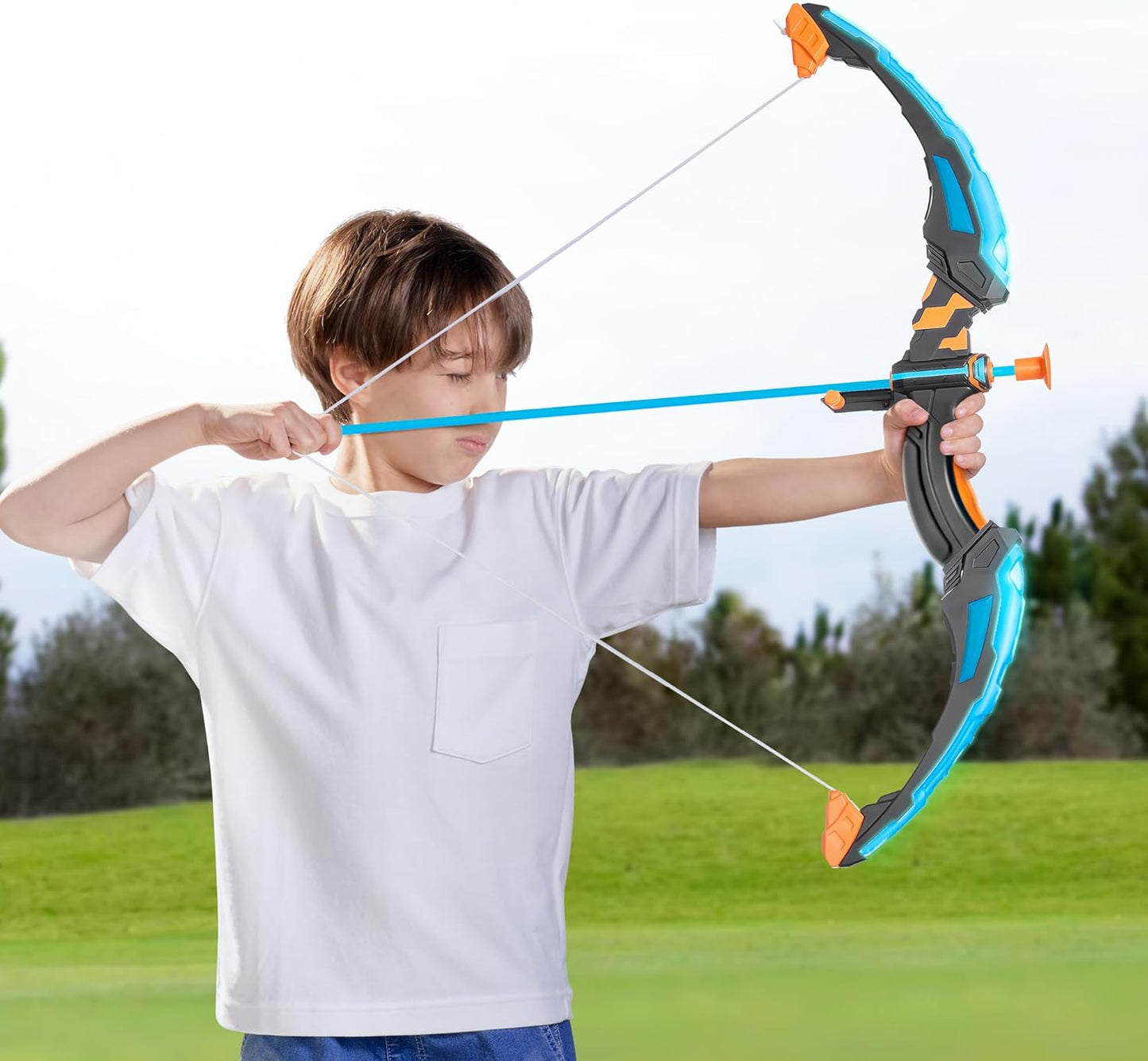 JOYIN LED Bow and Arrow for Kids, Light Up Archery Toy Play Set with Suction Cups Arrows, Targets & Arrow Case, Indoor and Outdoor Hunting Play Gift Toys for Boys Girls 3-12