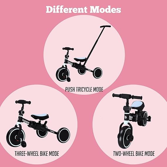 Banana bike Baby Balance Bike - Tricycle for Toddlers - Kids Trike and Bike - Balance Bike Plastic - Removable Pedals and Adjustable Handlebar and Seat