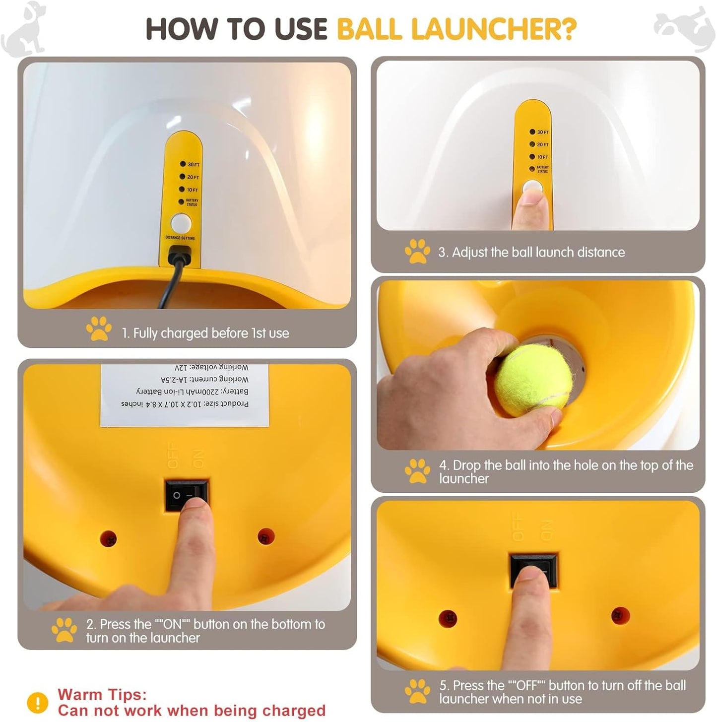 Automatic Dog Ball Launcher, Dog Ball Thrower with 15 Mini Tennis Balls Sizing 2 Inch and Mesh Bag, Interactive Dog Toys Tennis Ball Launcher for Small Dogs with 3 Distance Settings