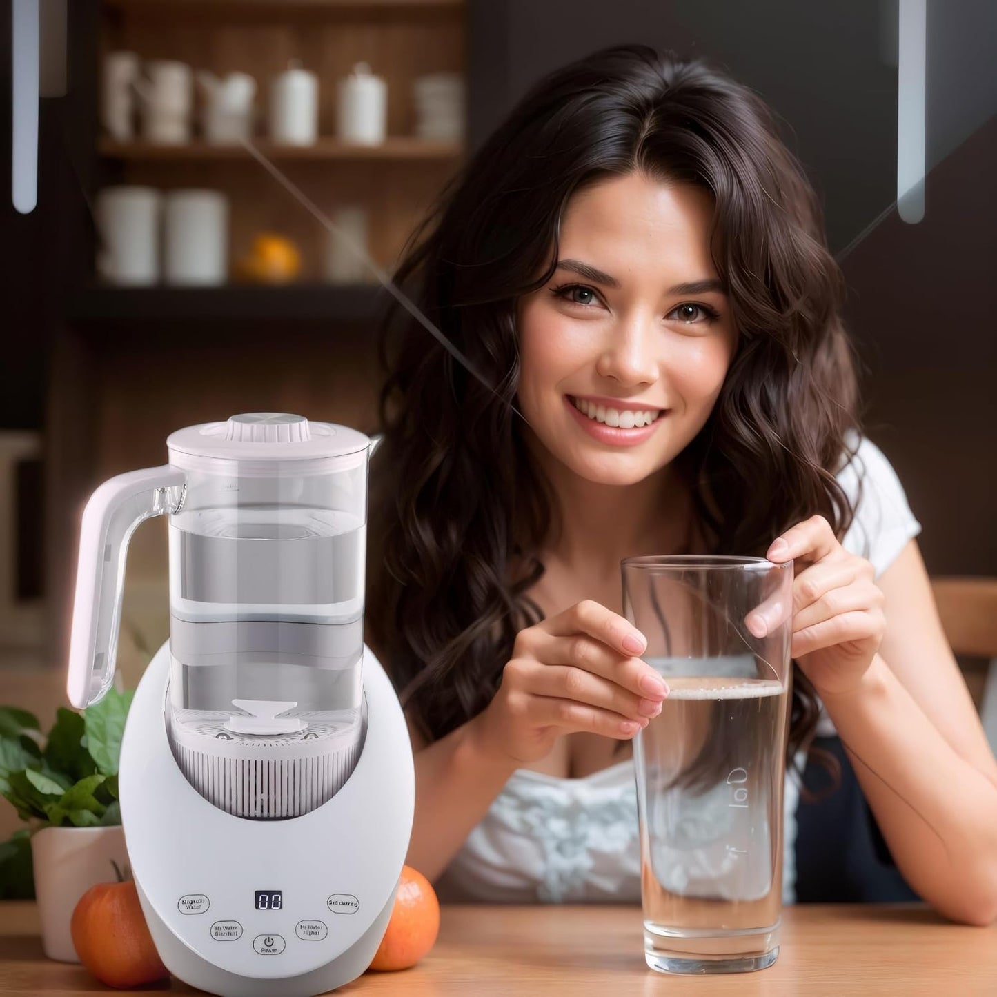 Hydrogen Water Pitcher - Rich Hydrogen Water Generator Electrolysis Jug BPA Free with SPE and PEM Concentrator Technology. Balanced DEESAF Water PH Levels and Filtered with Calcium Sulfite