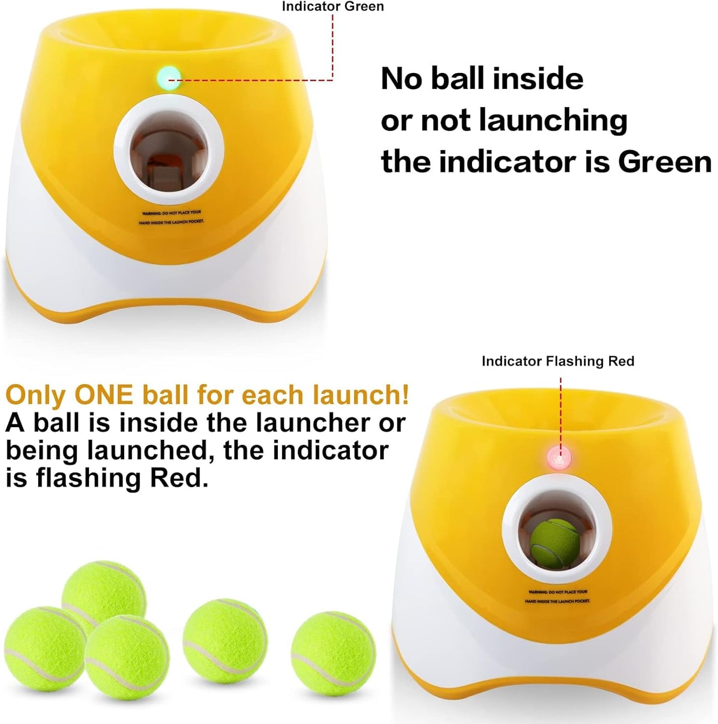 Automatic Dog Ball Launcher, Dog Ball Thrower with 15 Mini Tennis Balls Sizing 2 Inch and Mesh Bag, Interactive Dog Toys Tennis Ball Launcher for Small Dogs with 3 Distance Settings