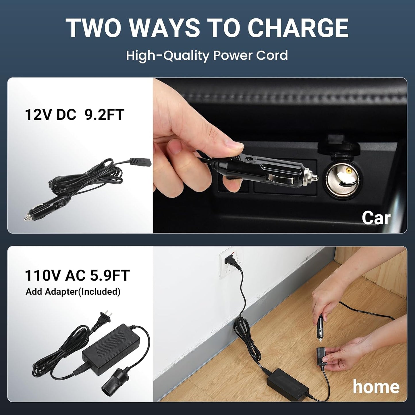 12V Car Refrigerator Cooler/Warmer 8 Quart (9L) Car Fridge Portable Cooler 40~140℉,12 V110V-220V, Electric Compact Camping Cooler Thermoelectric 12V Small Fridge for Car,RV,Camping (Brown)