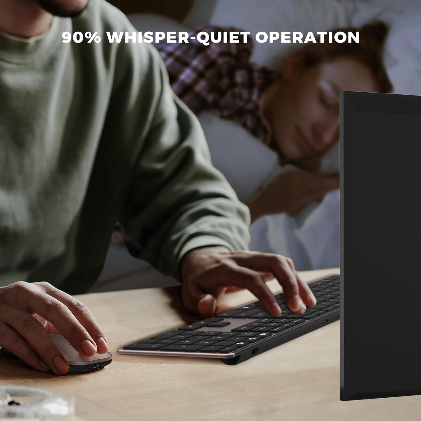 seenda Bluetooth Keyboard and Mouse Combo (USB + Dual BT), Multi-Device Rechargeable Wireless Bluetooth Mouse and Keyboard, Compatible for Win 7/8/10, MacBook Pro/Air, iPad, Tablet - Black Rose Gold