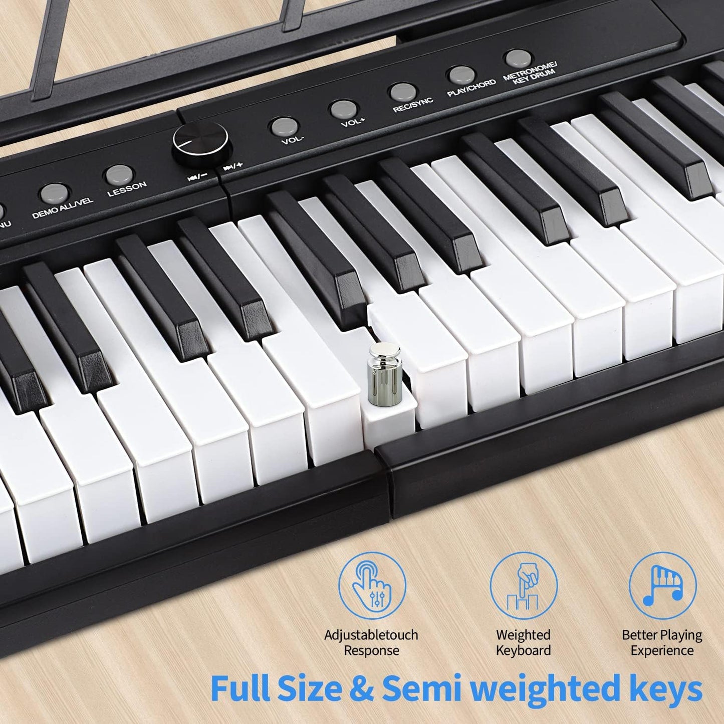 88 Key Piano Keyboard Beginner Electric Digital Piano with Full Size Semi Weighted Keys Sustain Pedal Power Supply Stand Carrying Case Headphones