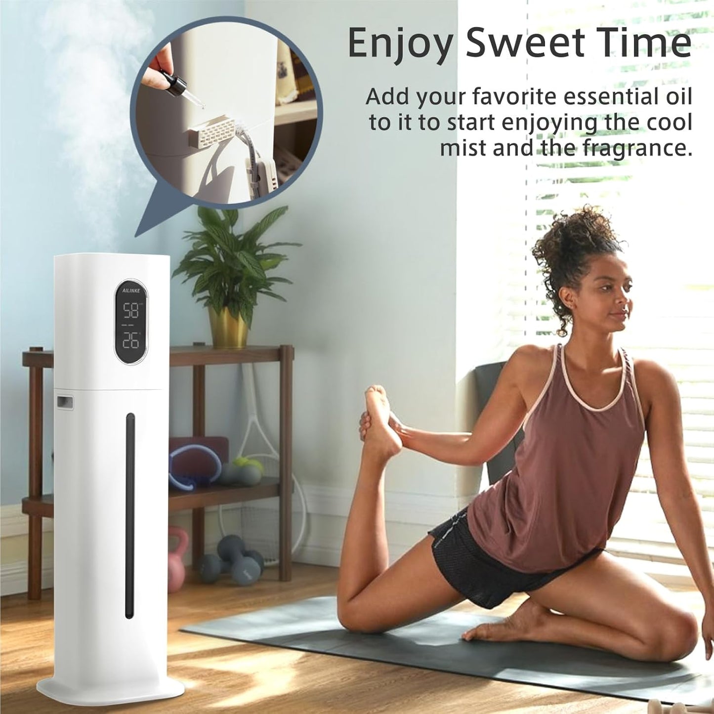 Humidifiers for Bedroom Large Room AILINKE 2.1Gal8L Humidifiers for Home Large Ultrasonic Top Fill Humidifier with 3 Speed Humidistat for Baby Kids Adults Yoga Sleep