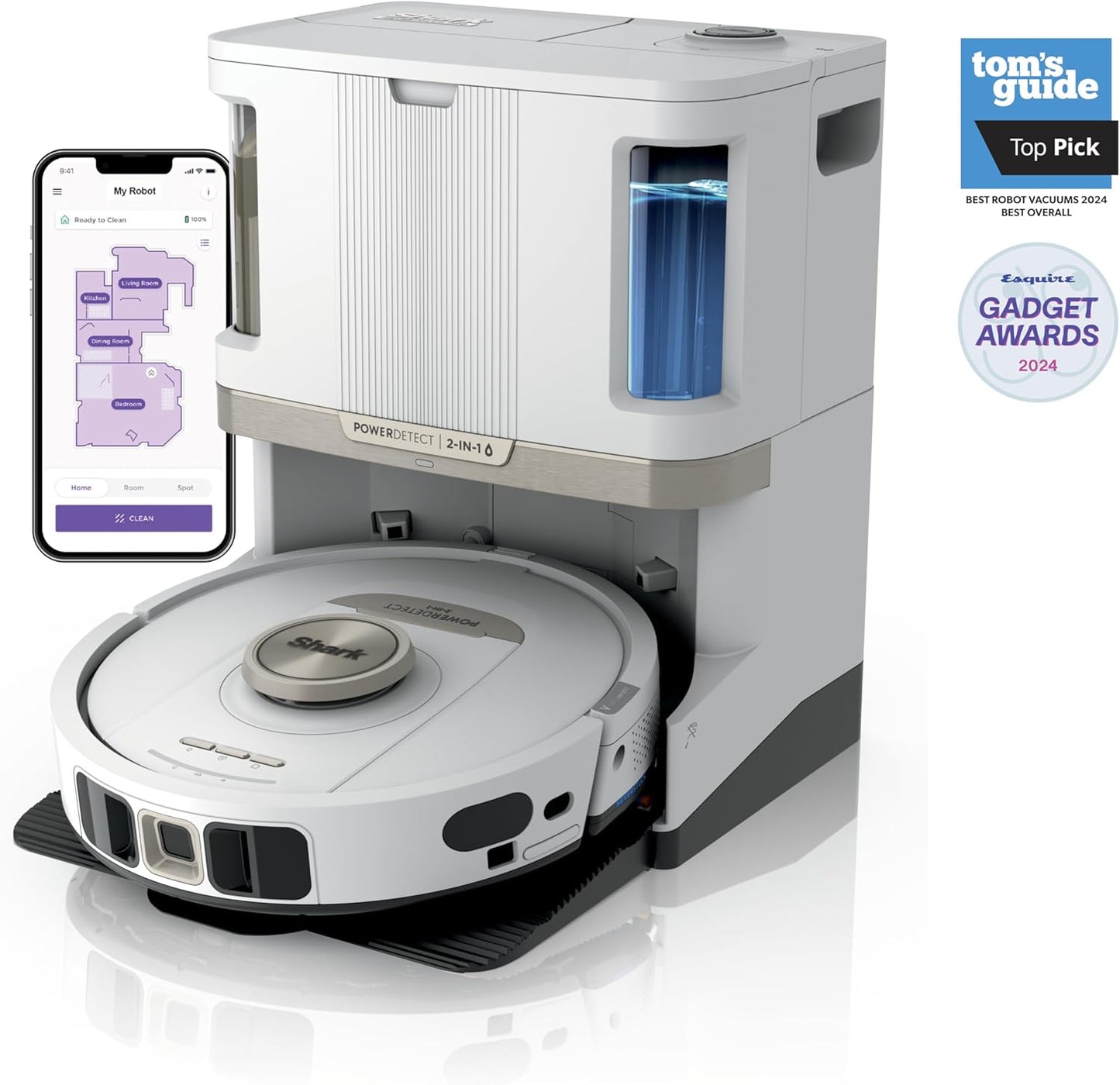 Shark Robot Vacuum & Mop Combo, PowerDetect NeverTouch Pro, Self-Emptying, Self-Refill with Self-Clean Pad Wash & Dry, 60-Day Debris Capacity, 30-Day Refill Tank, 5 PowerDetect Technologies, AV2800ZE