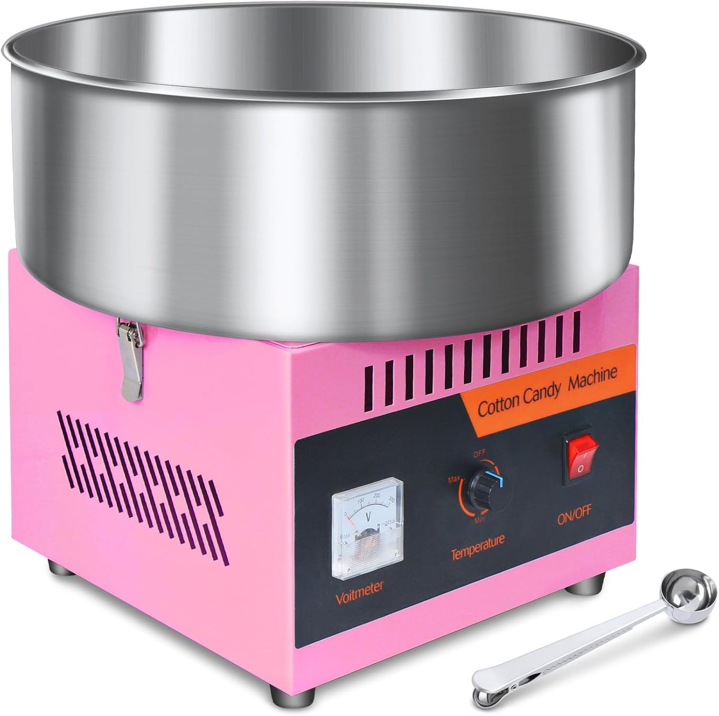 Cotton Candy Machine Commercial, 1000W Cotton Candy Maker Machine, Candy Floss Maker, with Stainless Steel Bowl, Sugar Scoop,Anti-Rust Coating, for Family Party, Kids Birthday Pink