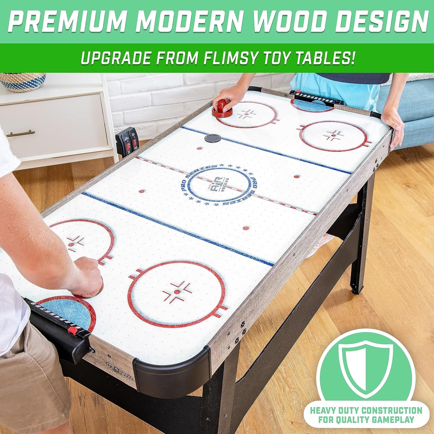 GoSports 54 Inch Air Hockey Arcade Table for Kids & Adults - Includes 2 Pushers