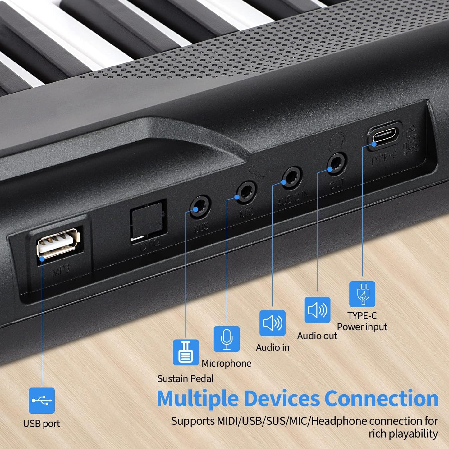 88 Key Piano Keyboard Beginner Electric Digital Piano with Full Size Semi Weighted Keys Sustain Pedal Power Supply Stand Carrying Case Headphones
