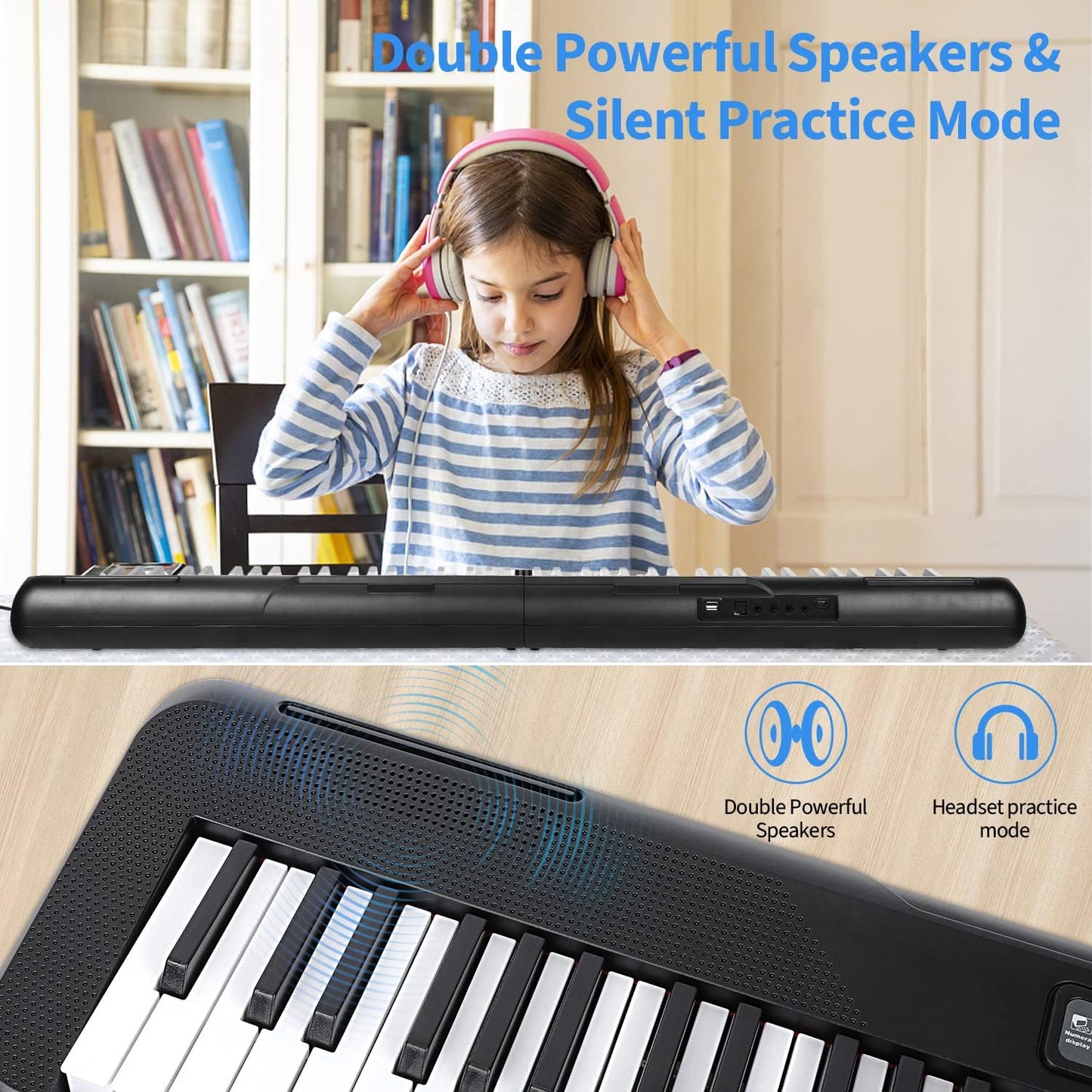 88 Key Piano Keyboard Beginner Electric Digital Piano with Full Size Semi Weighted Keys Sustain Pedal Power Supply Stand Carrying Case Headphones