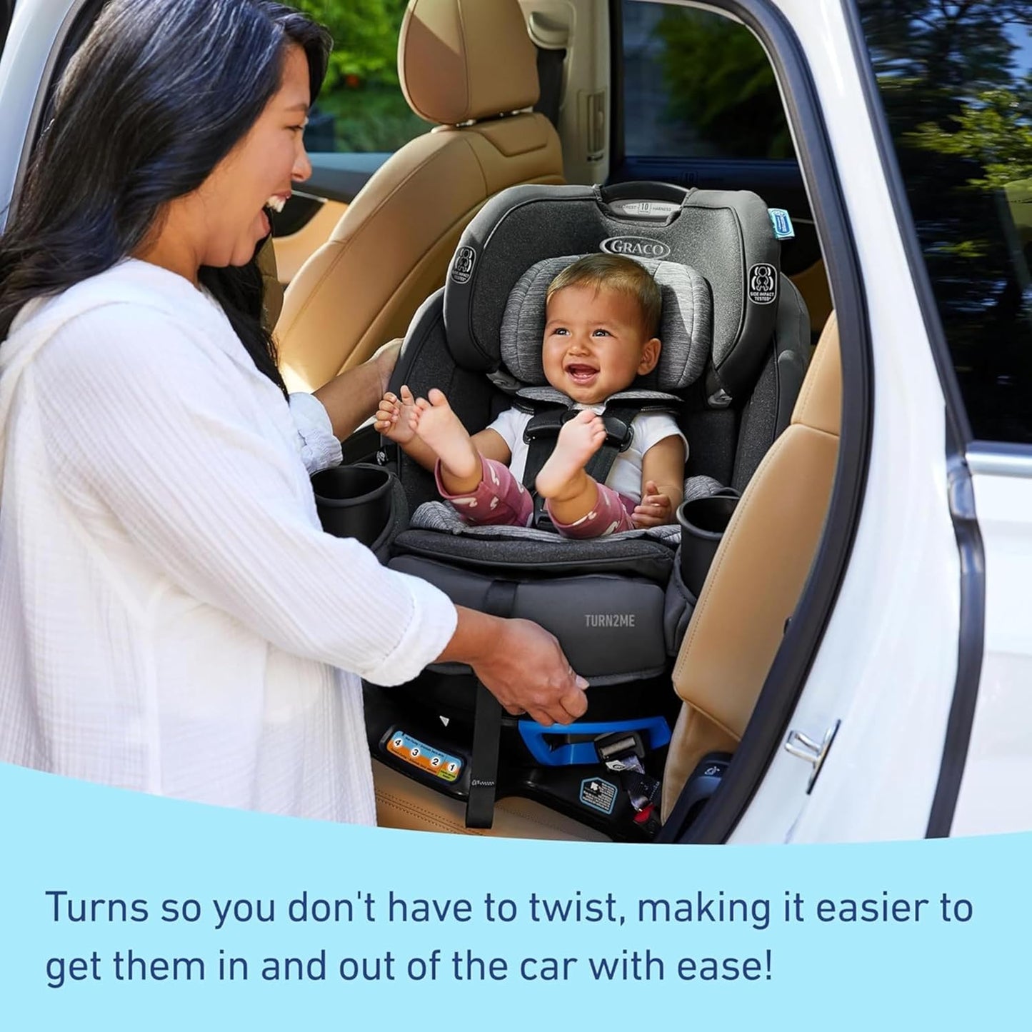 OPEN BOX Graco Turn2Me 3-in-1 Rotating Convertible Car Seat, Rear to Forward Facing & Highback Booster, Easy Installation, Brighton