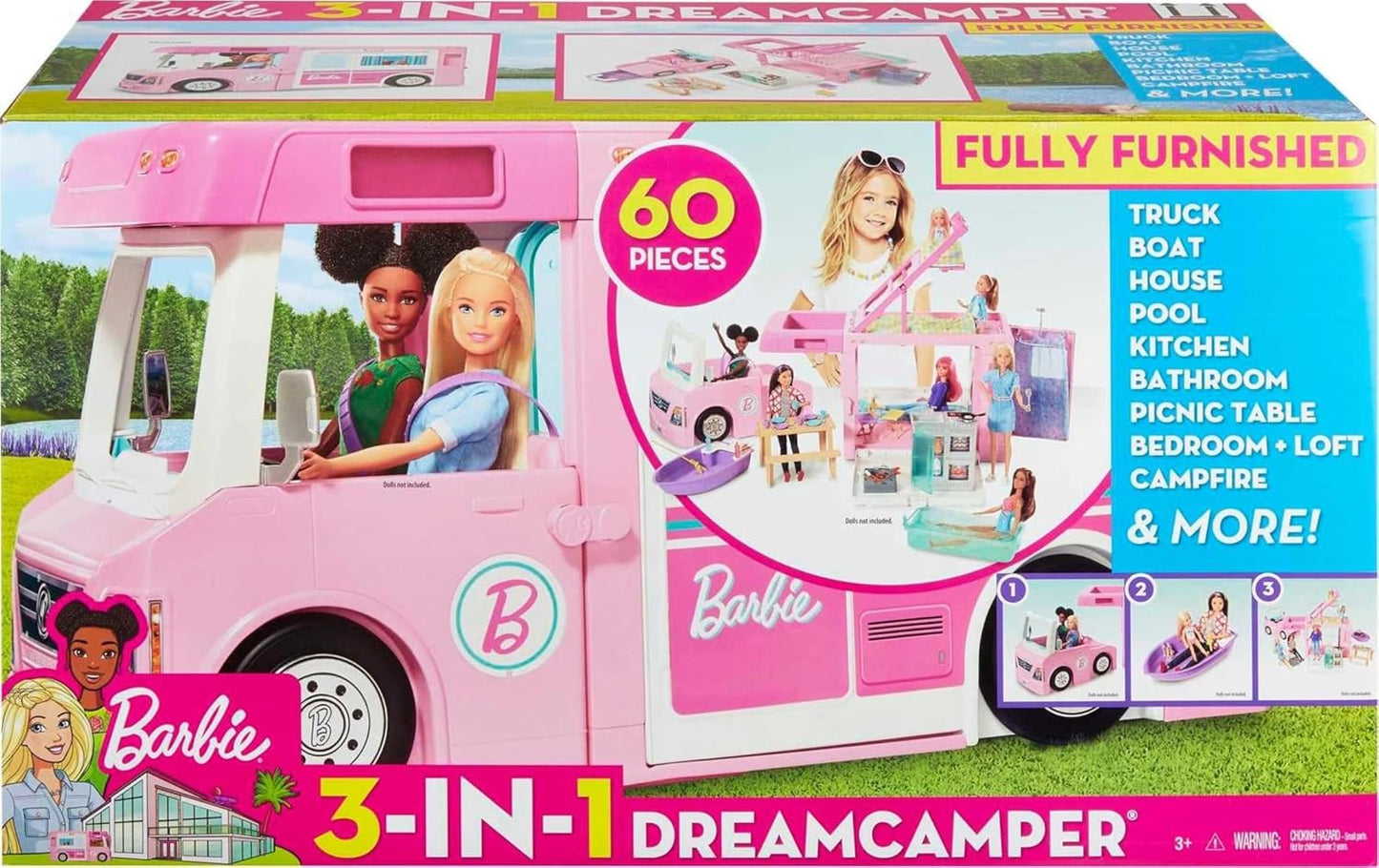 Barbie Camper Playset, 3-in-1 DreamCamper