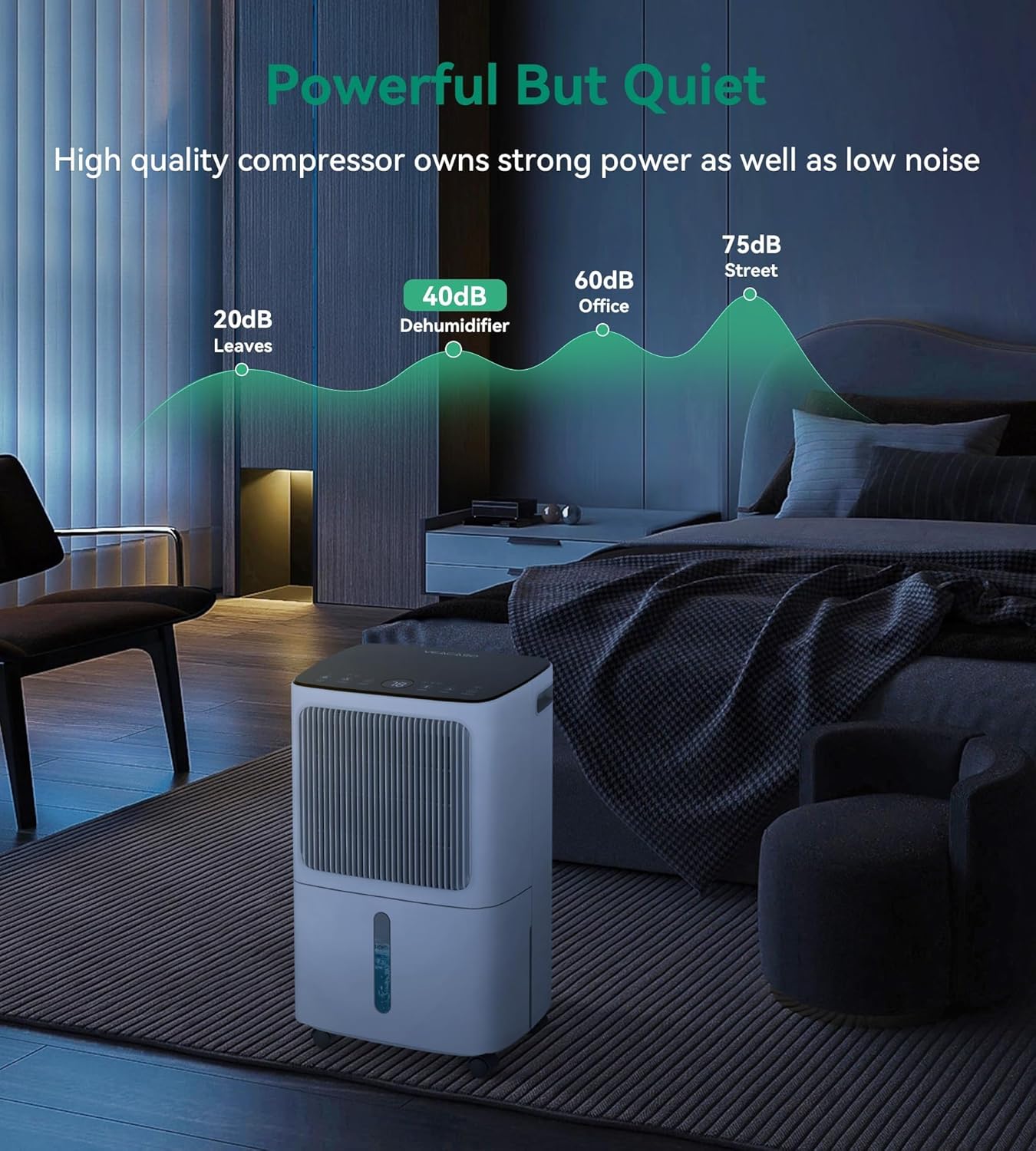Dehumidifier for Basement with Drain Hose Max 34 Pint, VEAGASO 2500 Sq.Ft Dehumidifiers for Home, Large Room, Bathroom, Three Operation Modes, Intelligent Humidity Control, Dry Clothes, 24HR Timer