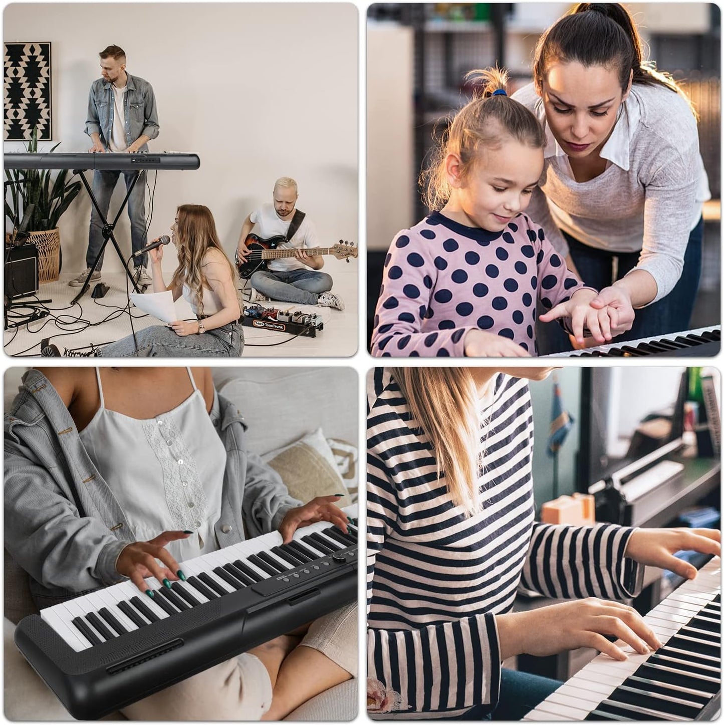 88 Key Piano Keyboard Beginner Electric Digital Piano with Full Size Semi Weighted Keys Sustain Pedal Power Supply Stand Carrying Case Headphones