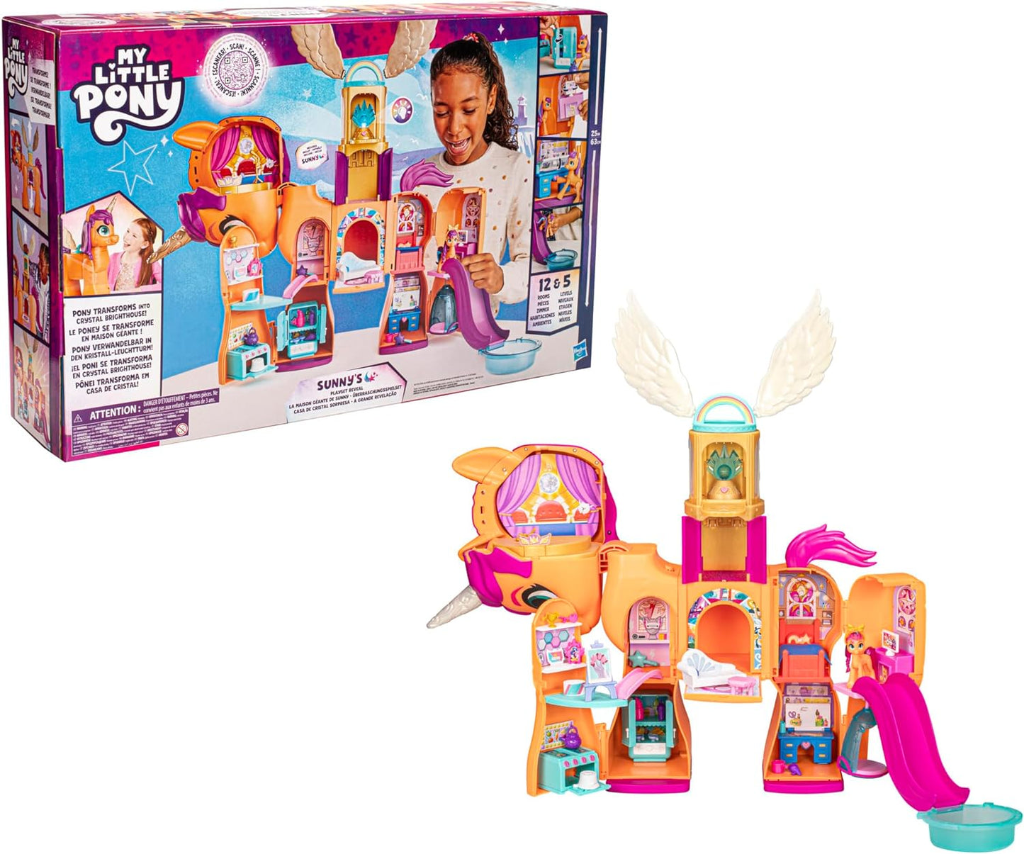 My Little Pony Toys, Sunny's Playset Reveal, 25-Inch-Tall Transforming Doll Playsets and Interactive Toys for 5 Year Old Girls & Boys