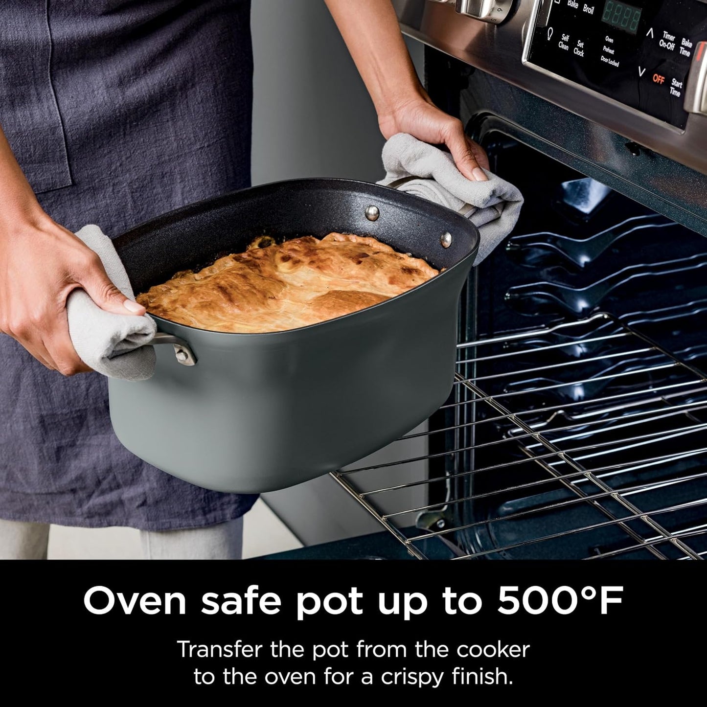 BOX Damage Ninjja MC1001 Foodi PossibleCooker PRO 8.5 Quart Multi-Cooker, with 8-in-1 Slow Cooker, Dutch Oven, Steamer, Glass Lid Integrated Spoon, Nonstick, Oven Safe Pot to 500°F, Sea Salt Gray