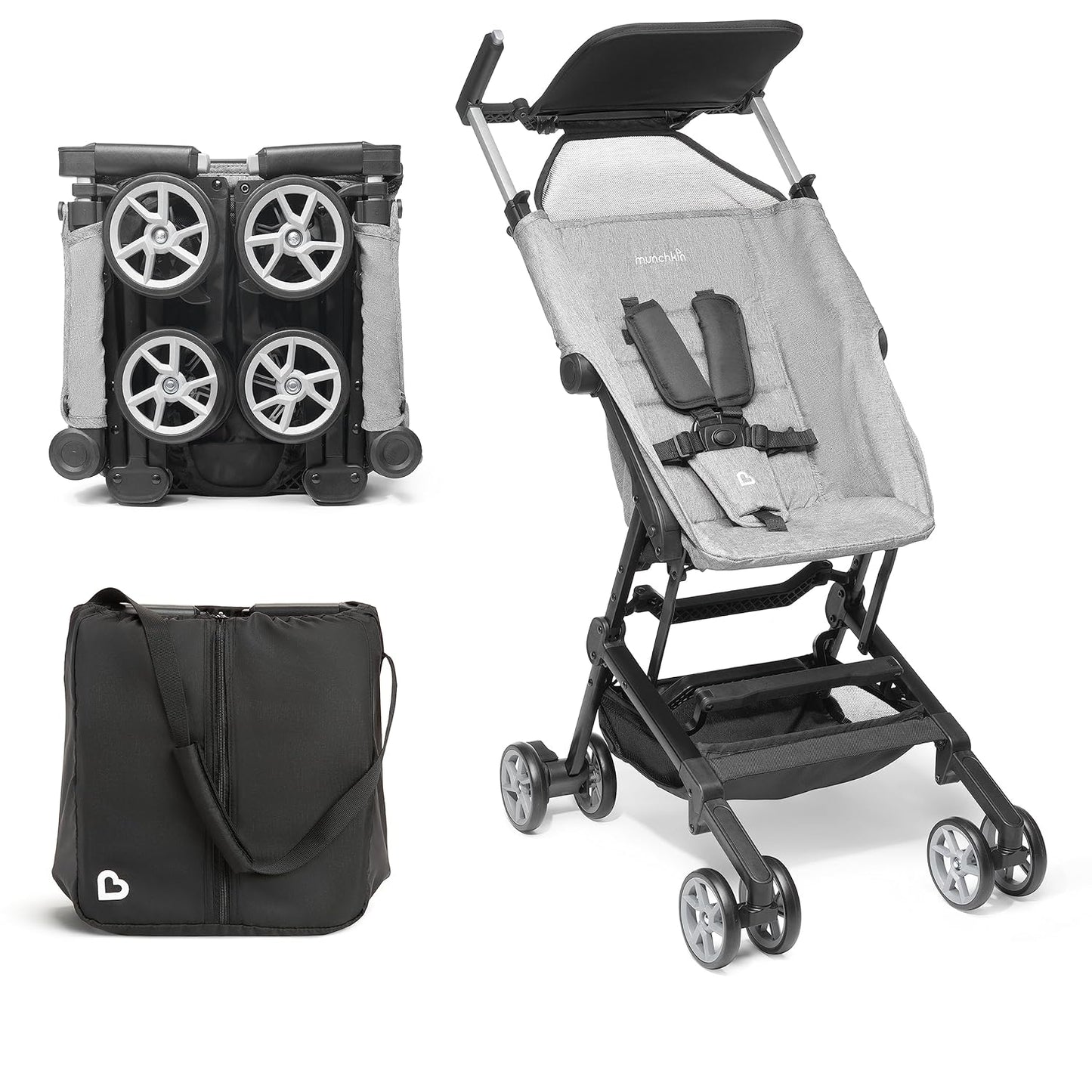 Munchkin Sparrow Travel Baby Stroller, Ultra Compact and Lightweight, for Babies and Toddlers, Gray