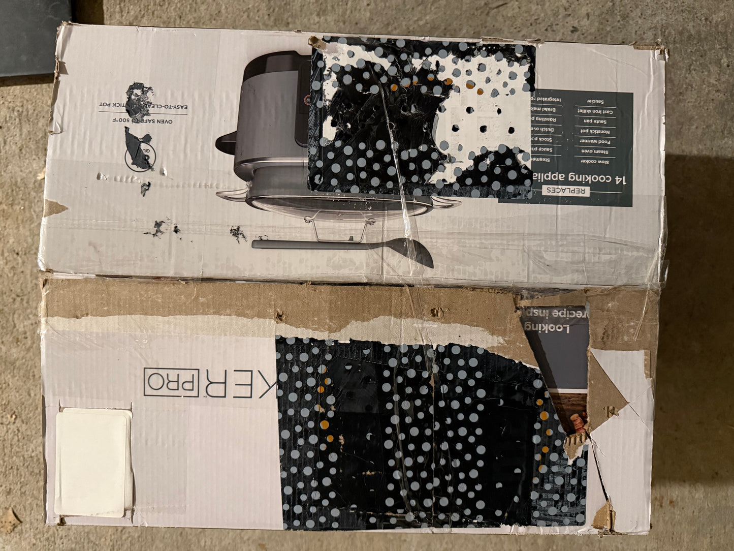 BOX Damage Ninjja MC1001 Foodi PossibleCooker PRO 8.5 Quart Multi-Cooker, with 8-in-1 Slow Cooker, Dutch Oven, Steamer, Glass Lid Integrated Spoon, Nonstick, Oven Safe Pot to 500°F, Sea Salt Gray