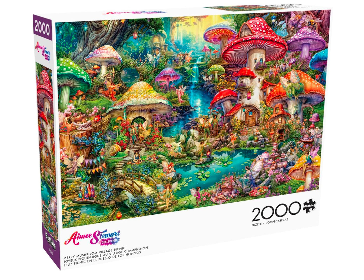 Buffalo Games - Aimee Stewart - Merry Mushroom Village Picnic - 2000 Piece Jigsaw Puzzle for Adults Challenging Puzzle Perfect for Game Nights - Finished Size is 38.50 x 26.50