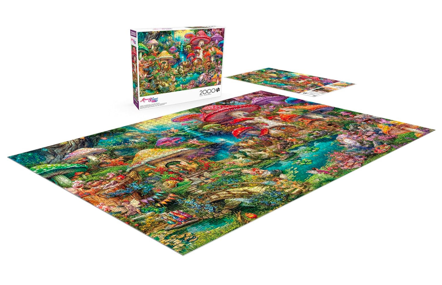 Buffalo Games - Aimee Stewart - Merry Mushroom Village Picnic - 2000 Piece Jigsaw Puzzle for Adults Challenging Puzzle Perfect for Game Nights - Finished Size is 38.50 x 26.50