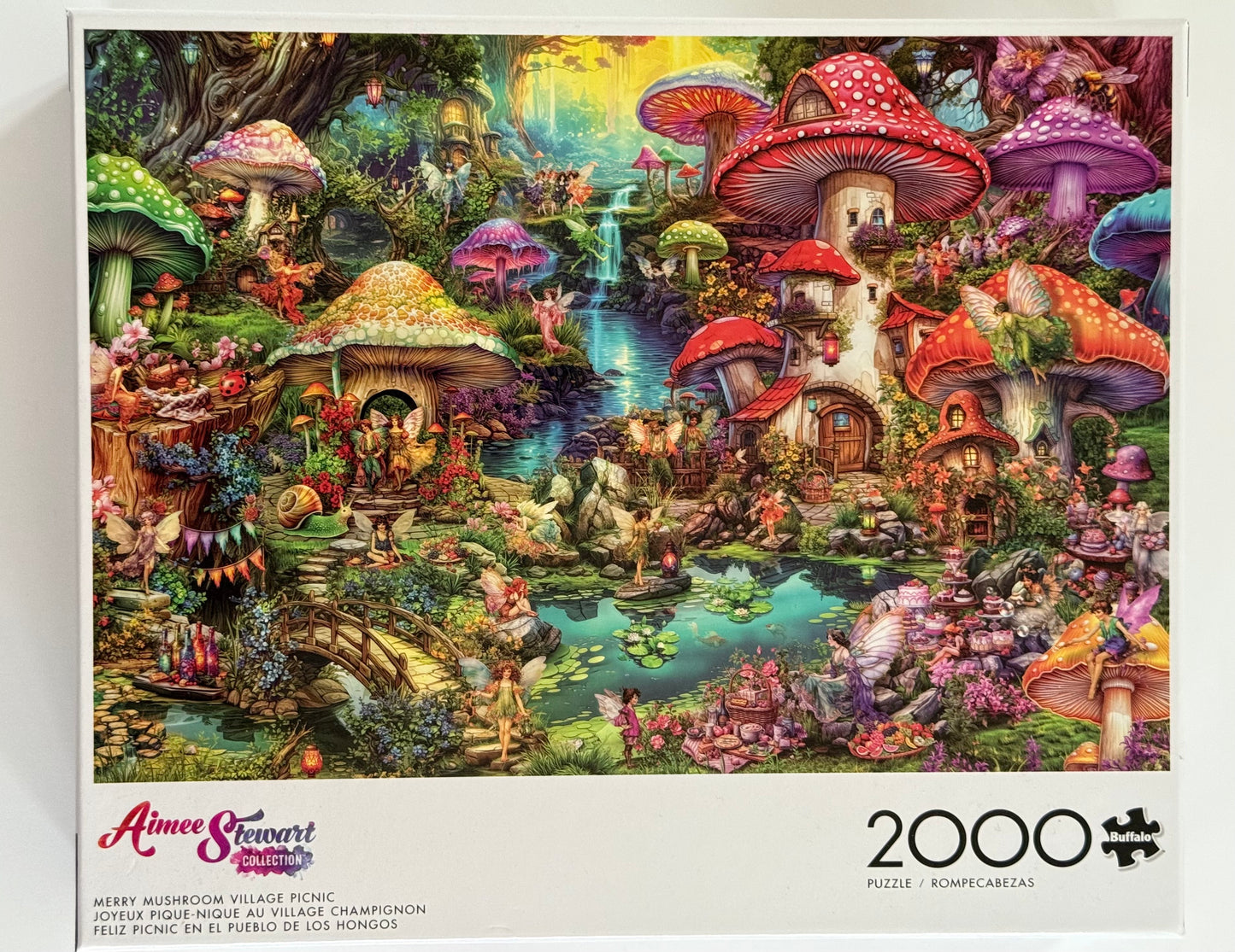 Buffalo Games - Aimee Stewart - Merry Mushroom Village Picnic - 2000 Piece Jigsaw Puzzle for Adults Challenging Puzzle Perfect for Game Nights - Finished Size is 38.50 x 26.50