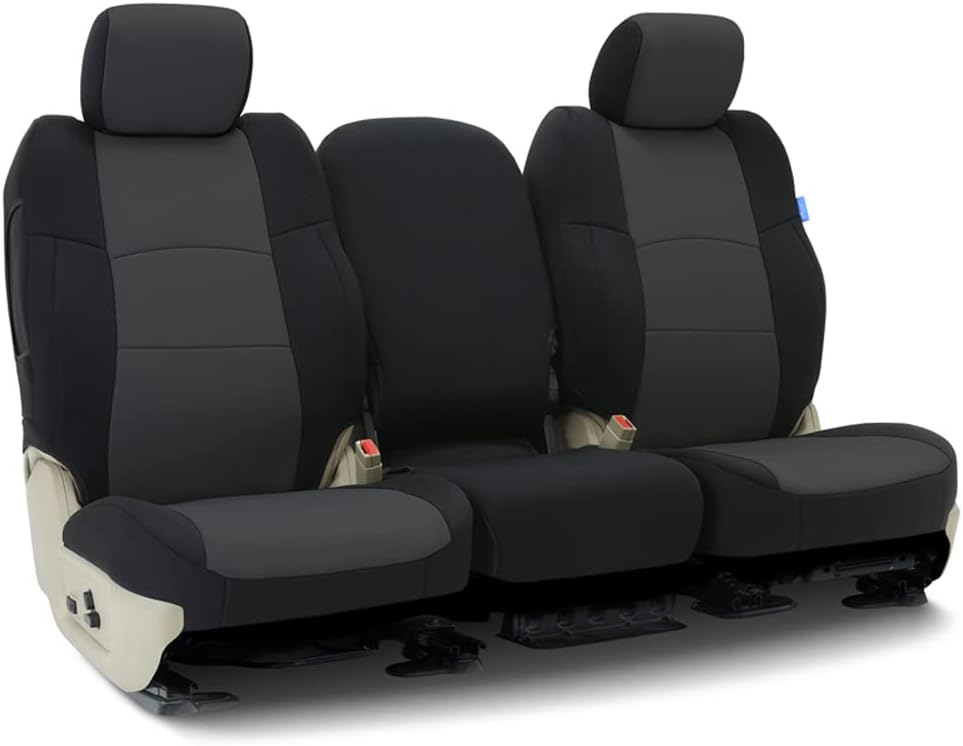 Coverking Custom Fit Seat Cover Designed for Select Ram Models: 1 Row, Neosupreme Fabric, Charcoal with Black Sides
