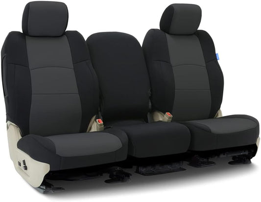 Coverking Custom Fit Seat Cover Designed for Select Ram Models: 1 Row, Neosupreme Fabric, Charcoal with Black Sides