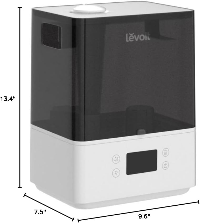 LEVOIT Smart Humidifiers for Bedroom Large Room Home,(6L) Cool Mist Top Fill Essential Oil Diffuser for Baby & Plants,Smart App & Voice Control, Rapid Humidification & Auto Mode-Quiet Sleep Mode, Gray