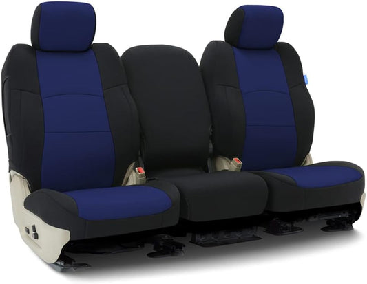 Coverking Custom Fit Seat Cover Designed for Select Ford Models: 1 Row, Neosupreme Fabric, Blue with Black Sides
