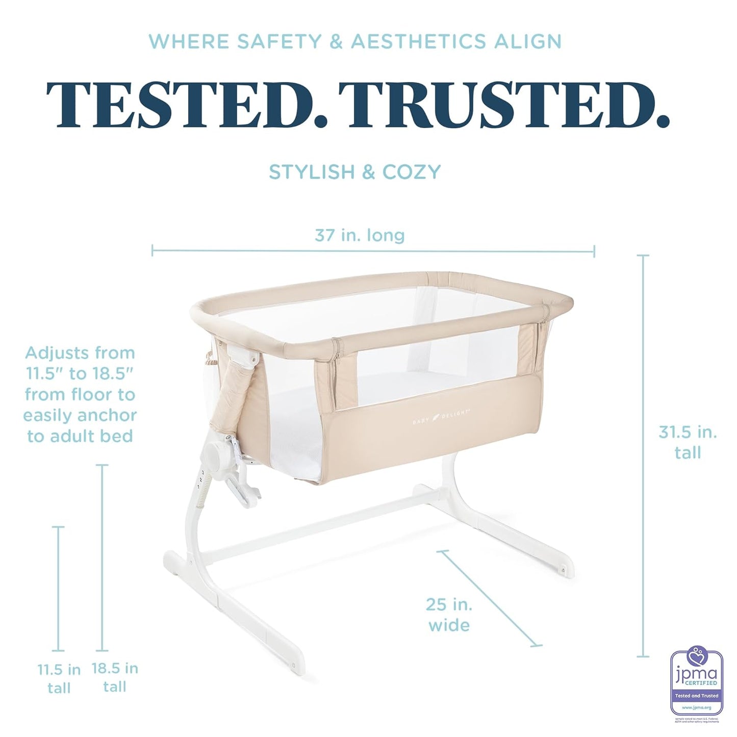 Baby Delight Beside Me Side Dreamer Organic Infant Bassinet Organic Oat Color