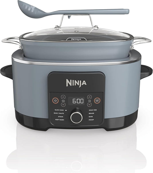 BOX Damage Ninjja MC1001 Foodi PossibleCooker PRO 8.5 Quart Multi-Cooker, with 8-in-1 Slow Cooker, Dutch Oven, Steamer, Glass Lid Integrated Spoon, Nonstick, Oven Safe Pot to 500°F, Sea Salt Gray