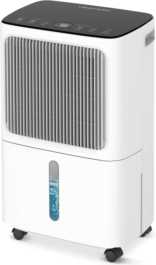 Dehumidifier for Basement with Drain Hose Max 34 Pint, VEAGASO 2500 Sq.Ft Dehumidifiers for Home, Large Room, Bathroom, Three Operation Modes, Intelligent Humidity Control, Dry Clothes, 24HR Timer