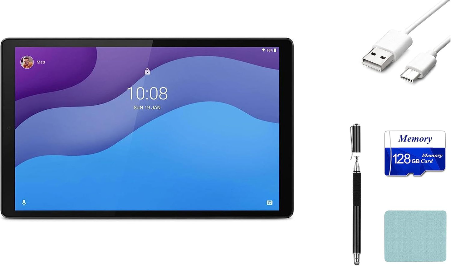 Lenovo Tab M10 10.1" HD (2nd Gen) Touch Tablet, MediaTek Helio P22T, 32GB Storage, 3GB Memory, Wi-Fi, Bluetooth, Grey, Android 10 + Accessories