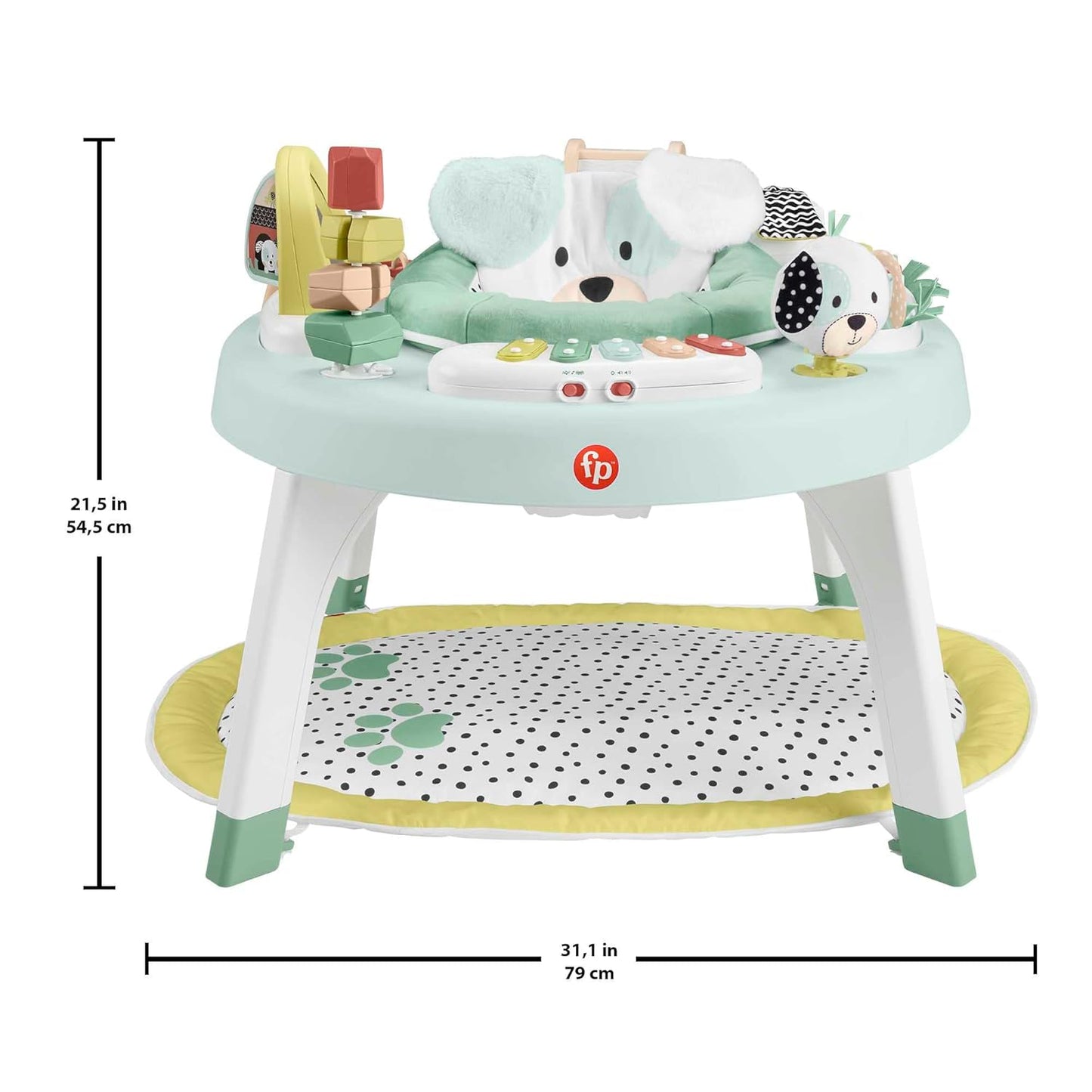 Fisher-Price Baby to Toddler Toy 3-in-1 SnugaPuppy Activity Center and Play Table with Lights Sounds and Developmental Activities