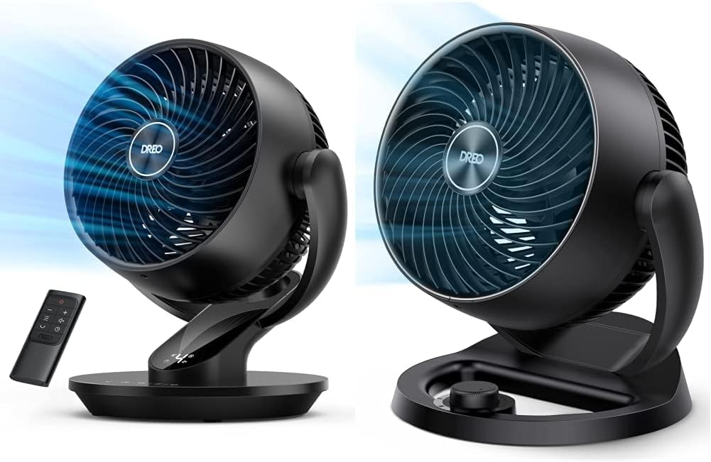 Dreo Table Fans for Home Bedroom, 9 Inch Quiet Oscillating Floor Fan with Remote, Air Circulator Fan & Fan for Bedroom, 2023 New Desk Air Circulator Fan for Whole Room, 9 Inch, 70ft Strong Airflow