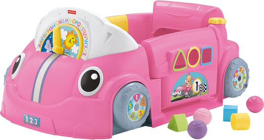 Fisher-Price Baby Learning Toy Laugh & Learn Crawl Around Car Activity Center with Smart Stages for Infants Ages 6+ Months, Pink