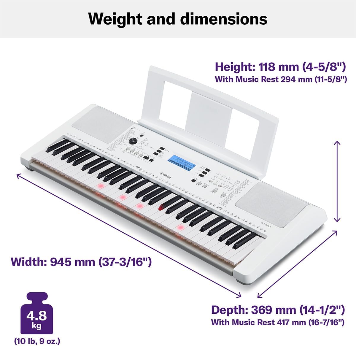 Yamaha EZ-300 61-Key Keyboard White Touch Sensitive used from JAPAN