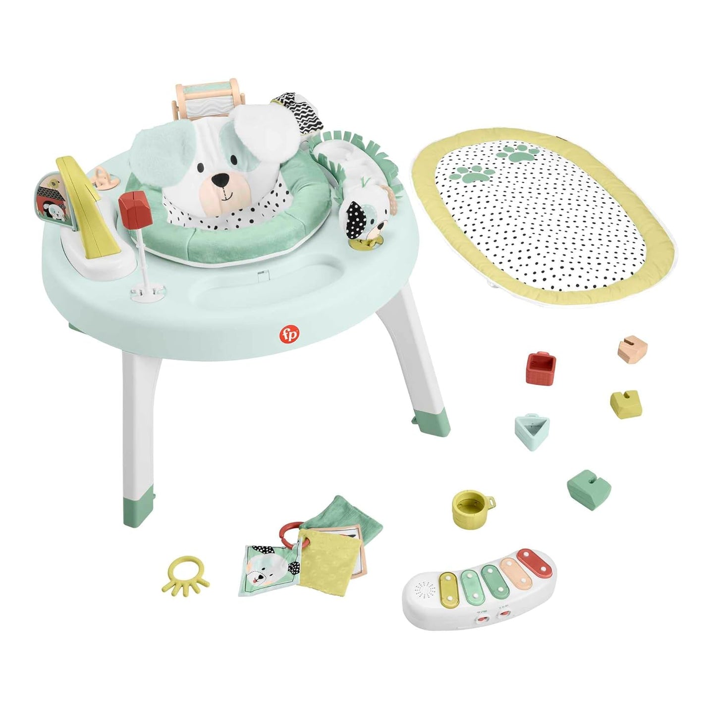 Fisher-Price Baby to Toddler Toy 3-in-1 SnugaPuppy Activity Center and Play Table with Lights Sounds and Developmental Activities